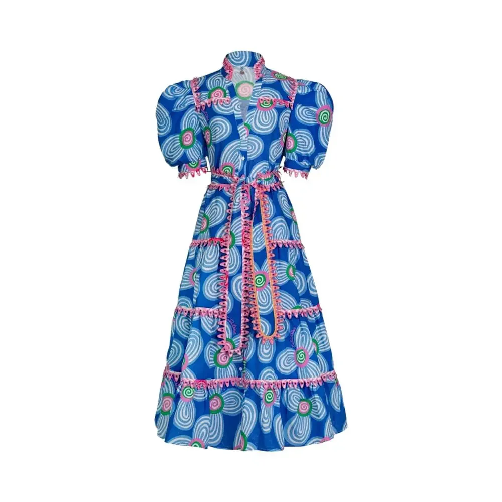 Celia B Lottie Dress Blue Pink White Green Floral Size Small - Picture 4 of 8